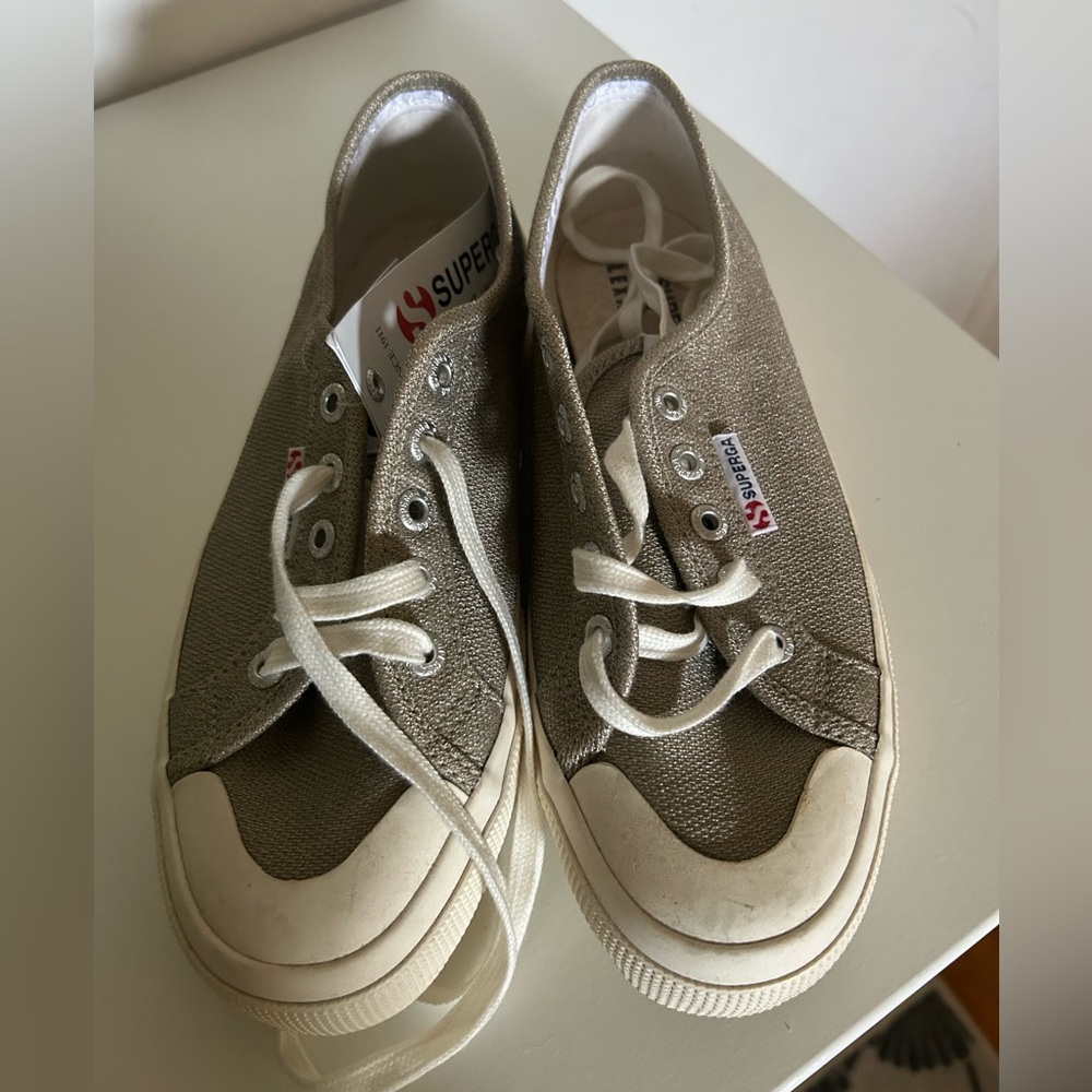 Superga X Alexa Chung Dusty Gold Sneakers 8 New Free People Anthropologie